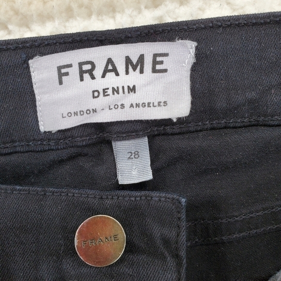 Frame Denim Skinny Jeans Womens 28 (27x28.5) Black Distressed Ankle Grunge - Picture 2 of 15